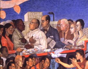 The History of Medicine in Mexico  The People's Demand for Better Health, detail of childbirth, 1953