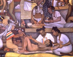 The History of Medicine in Mexico  The People's Demand for Better Health, detail of childbirth, 1953