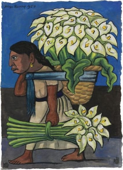 Woman With Calla Lillies On Her Back